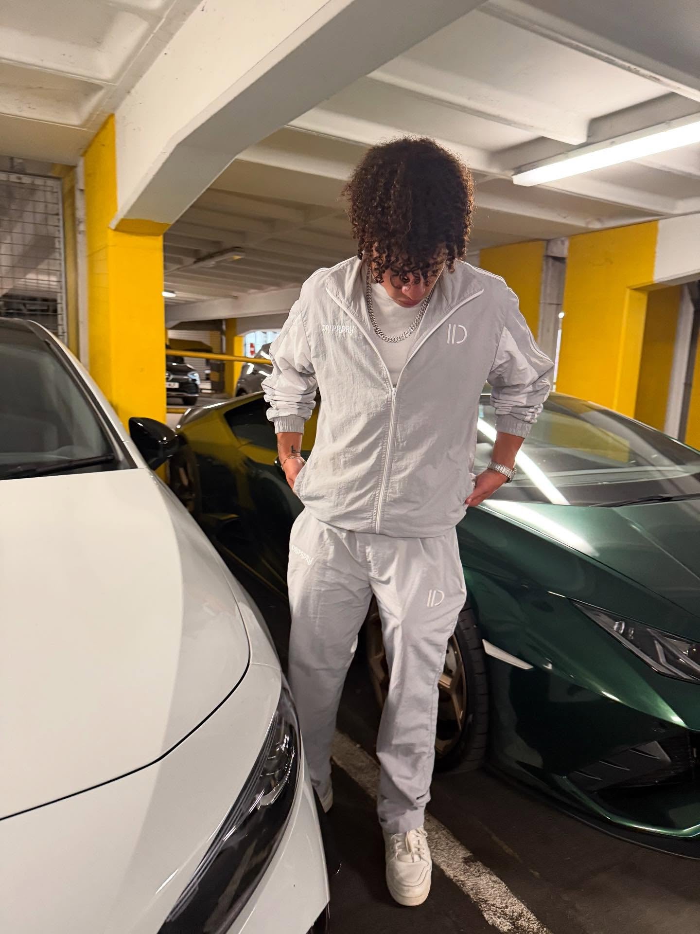 Retro Grey Shell Tracksuit – Limited Edition 80s Revival